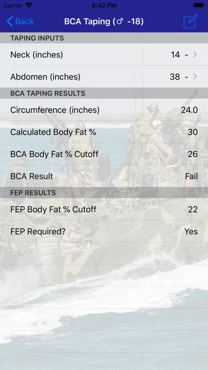 Navy PFA Calc