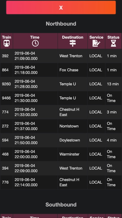 SEPTA Train Schedule