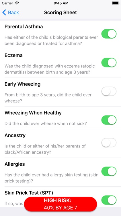 Pediatric Asthma Risk Score screenshot-3