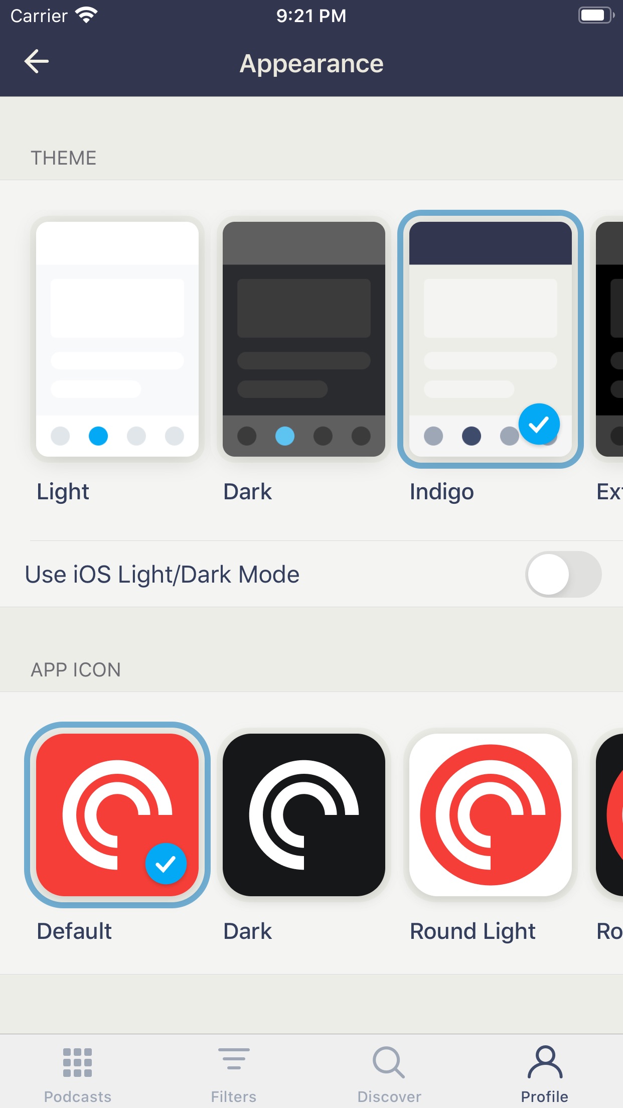 Screenshot do app Pocket Casts
