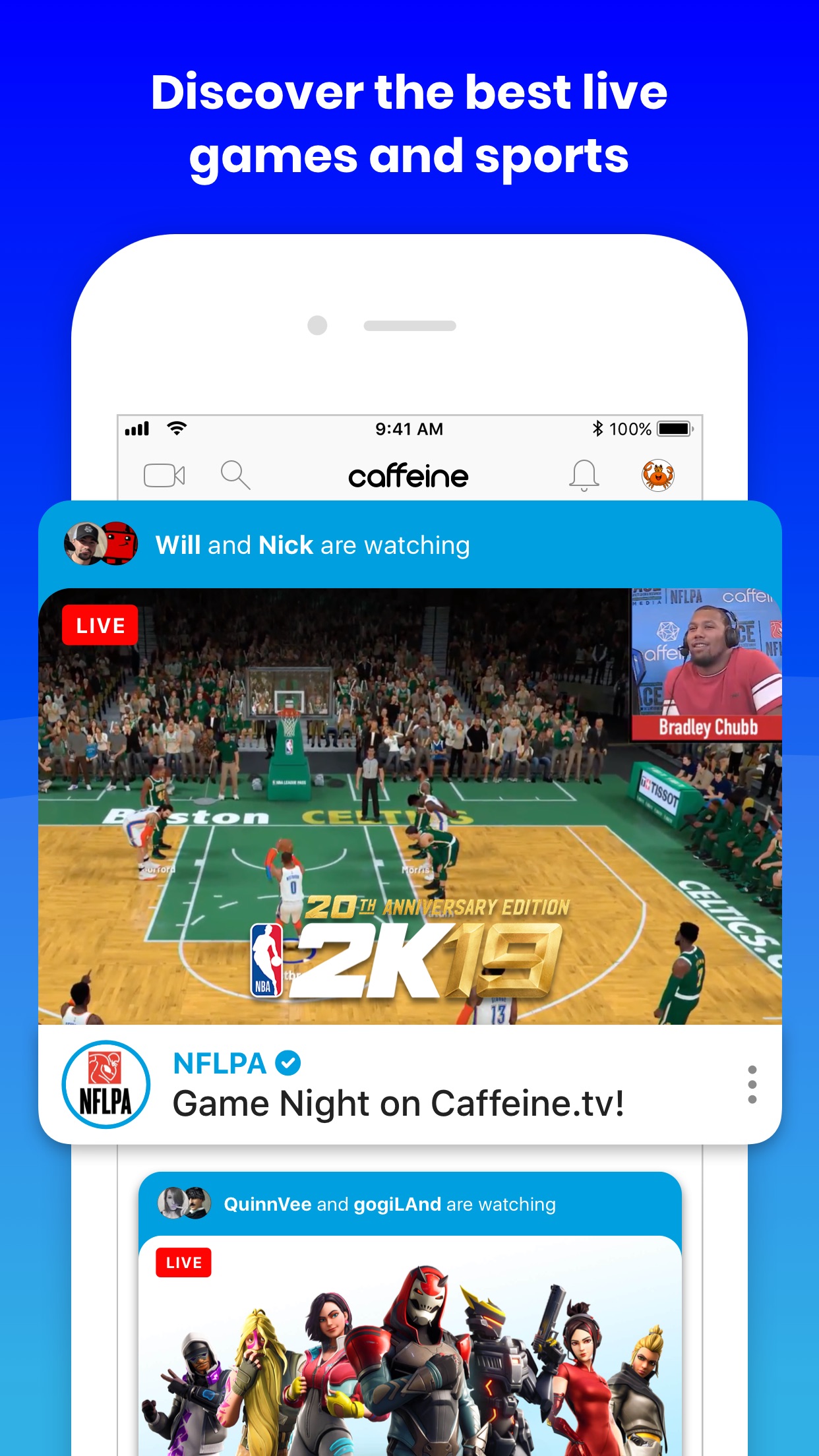 Screenshot do app Caffeine: Live Streaming