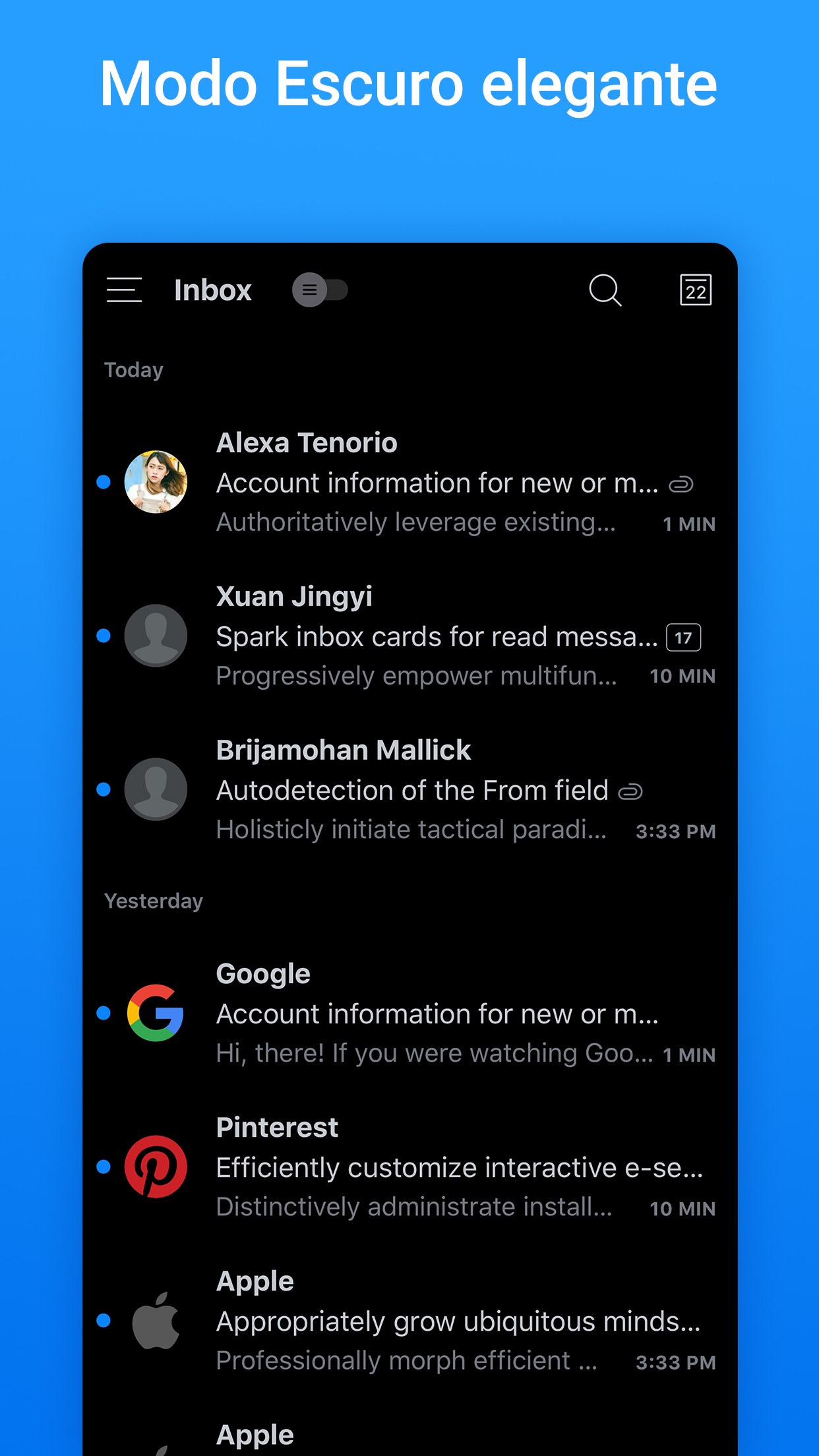Screenshot do app Spark - Email App da Readdle