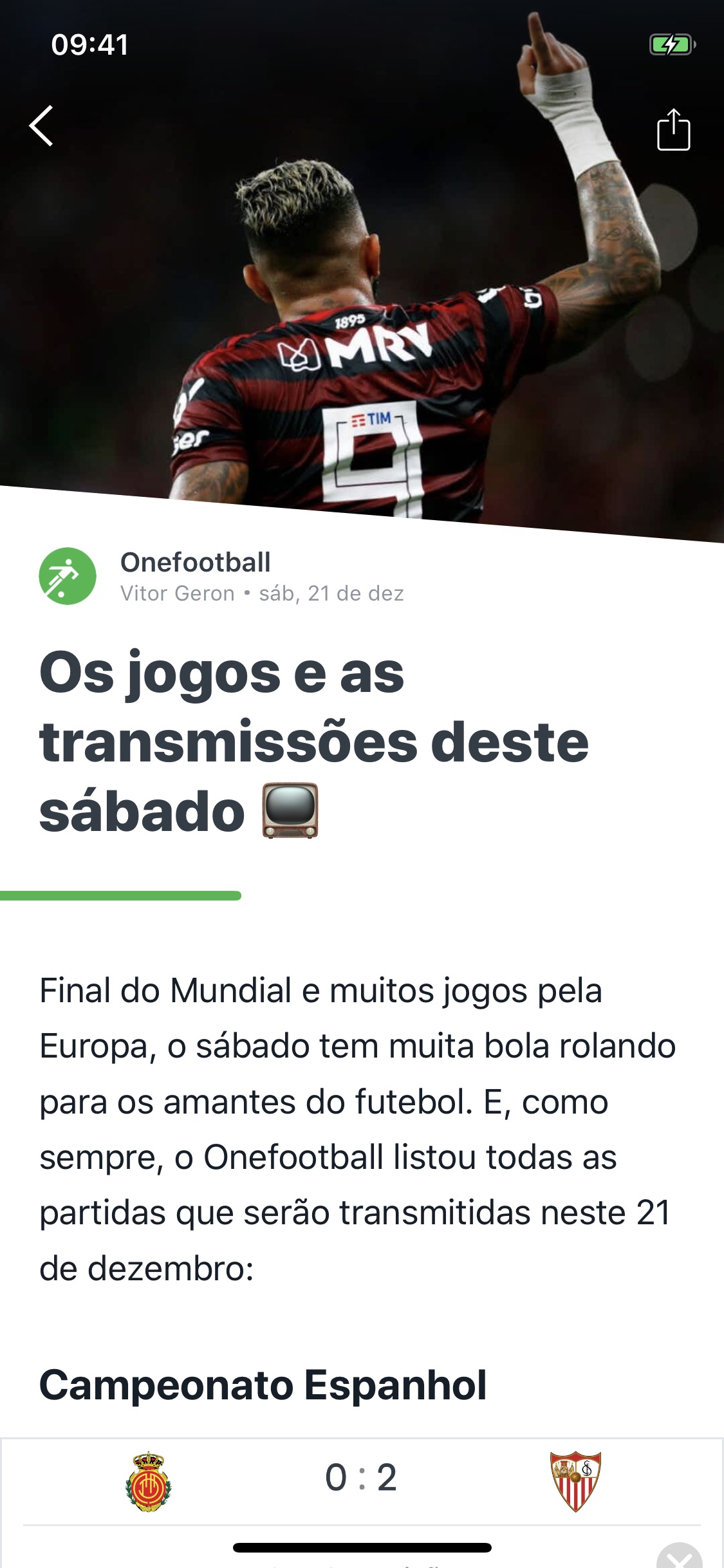 Screenshot do app Onefootball - Notícias Futebol