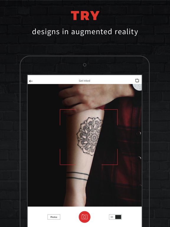 INKHUNTER try tattoo designs in augmented reality screenshot