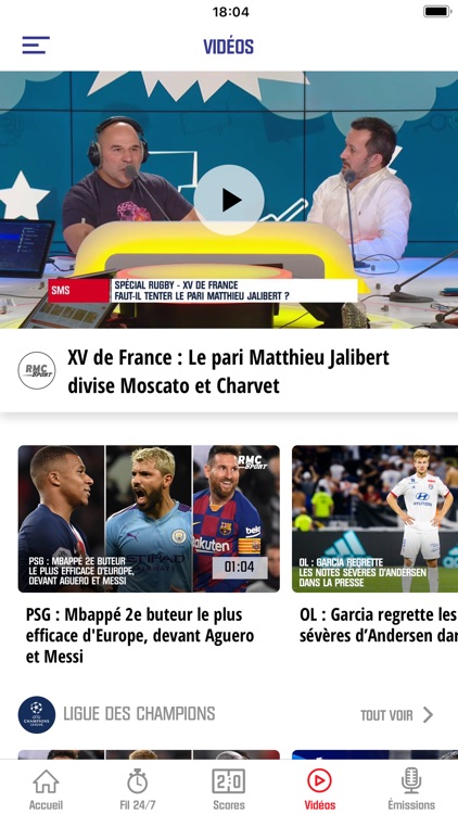 RMC Sport News, Foot en direct