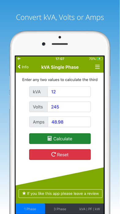 kVA Calculator Screenshot 7