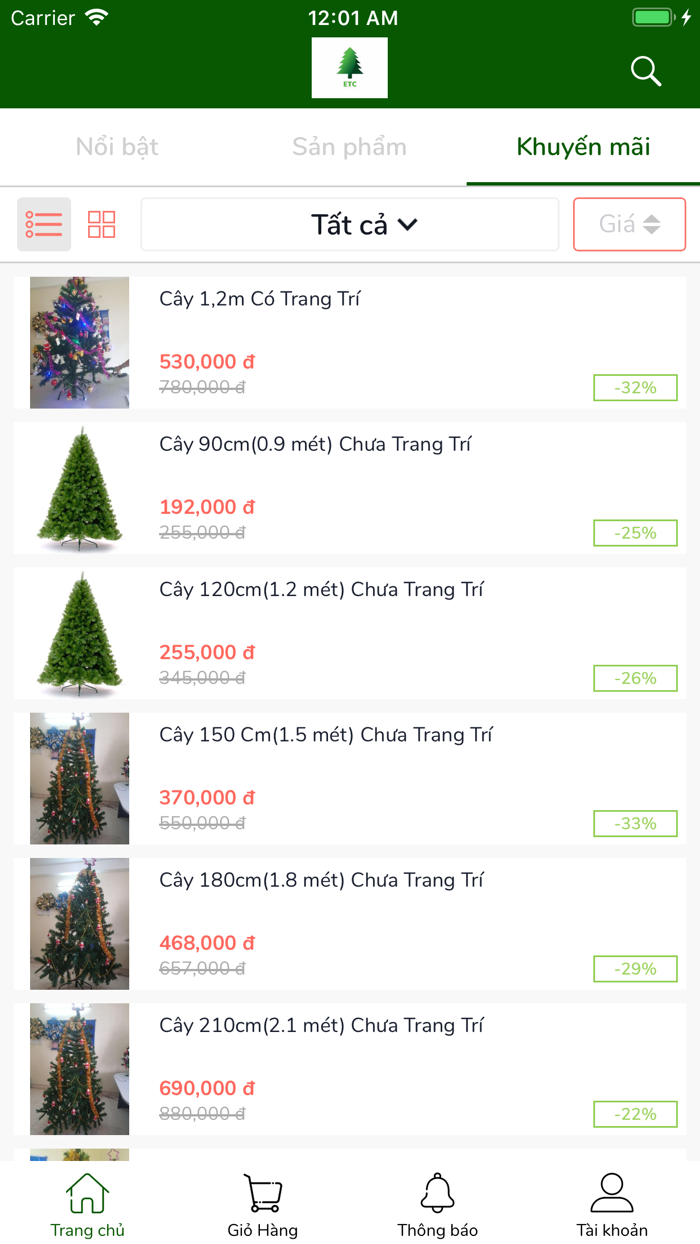 Bán cây thông Noel