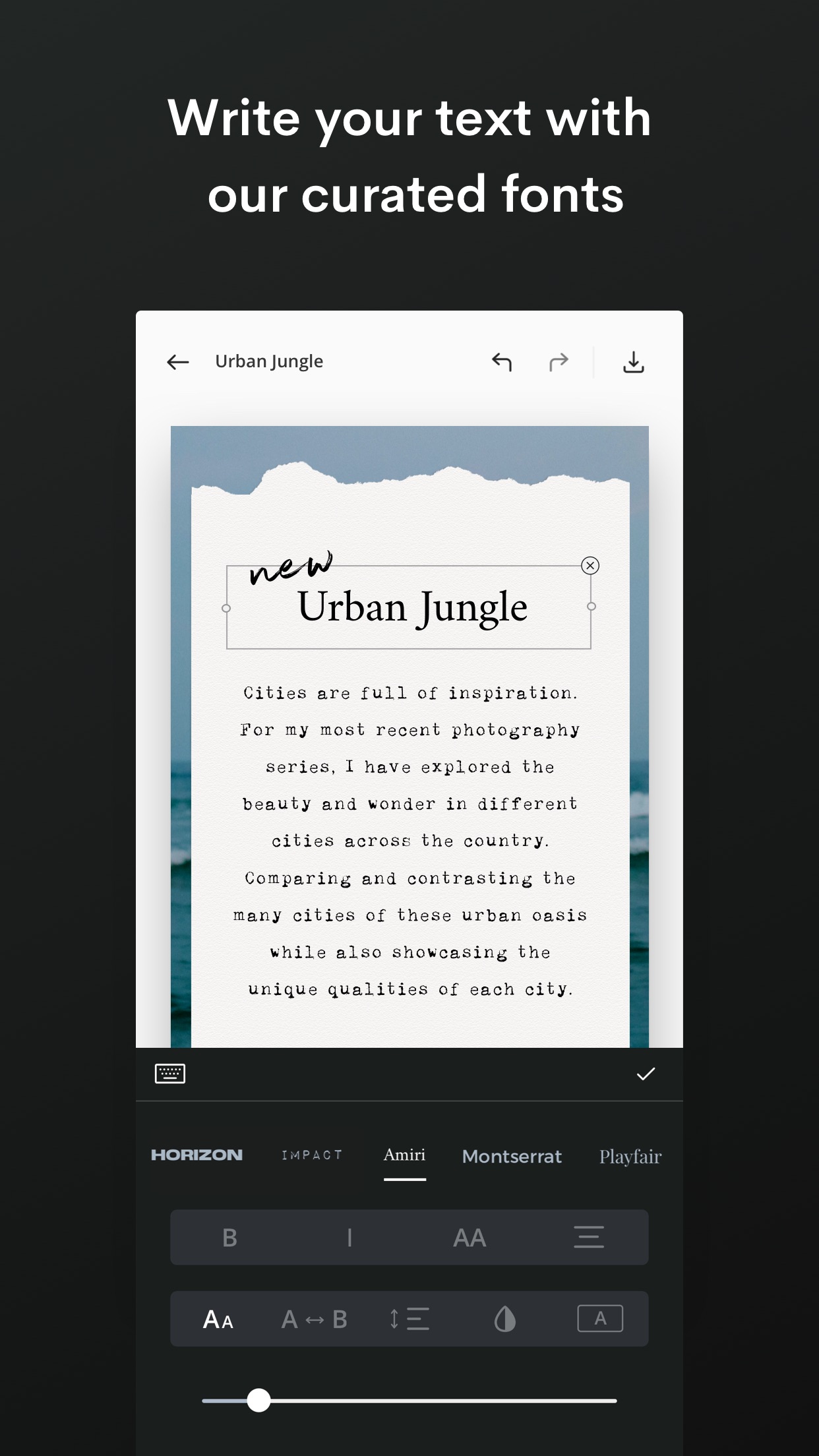 Screenshot do app Unfold — Editor de Histórias