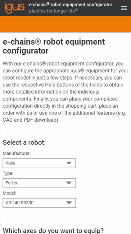 Robot equipment configurator