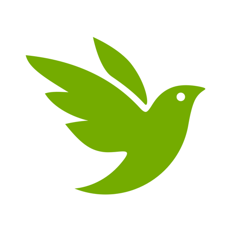 The iNaturalist App logo showing a white background with a green bird