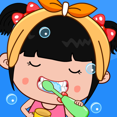 丫丫起床了:刷牙,洗脸,喝奶