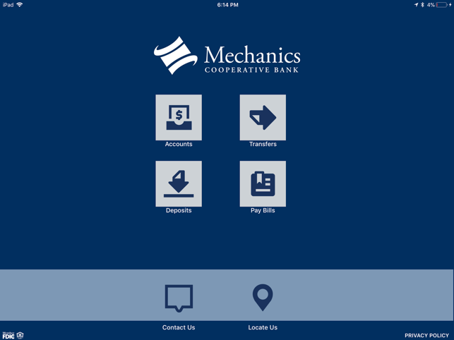 Mechanics Coop Bank for iPad