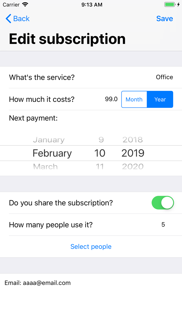 Subscriber - Payments control