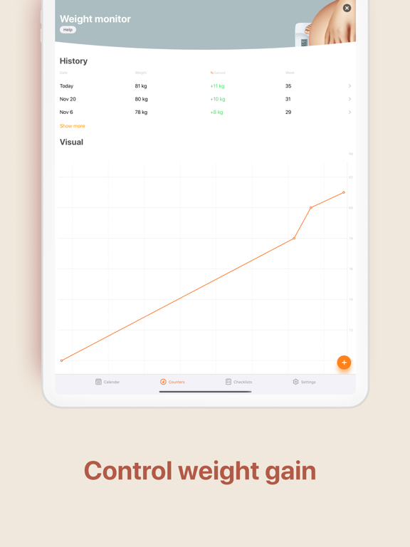 Pregnancy and Due Date Tracker screenshot