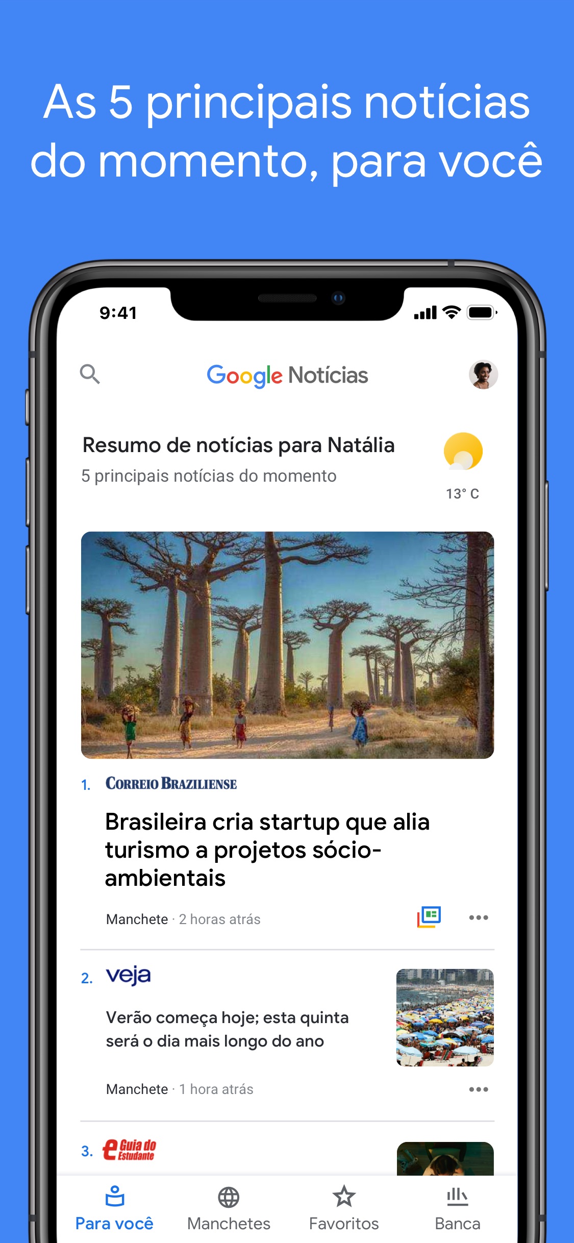 Screenshot do app Google Notícias