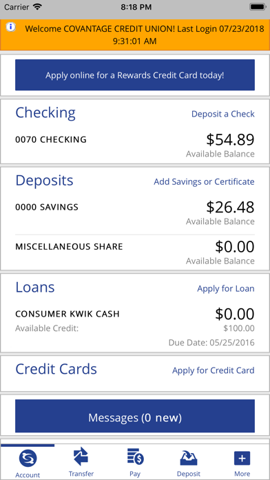 CoVantage Credit Union screenshot 2