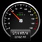 Displays current speed on a digital/analog speedometer, keeps track of your top speed and average speed