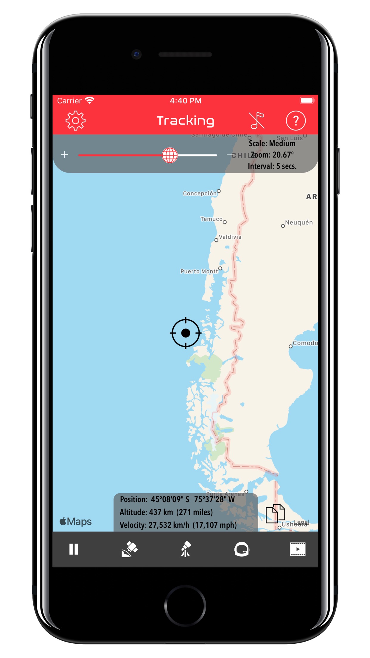 Screenshot do app ISS Real-Time Tracker