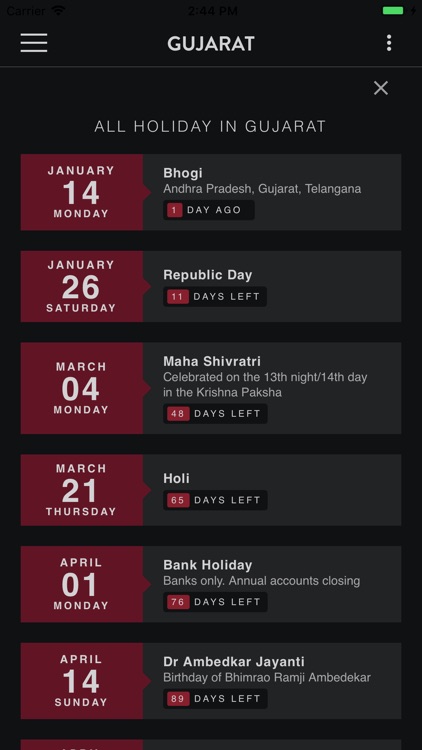 India Holiday Calendar