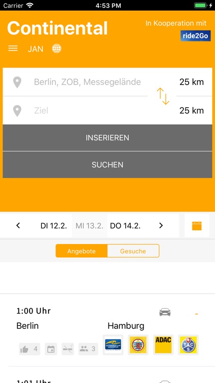 Continental Fahrgemeinschaften