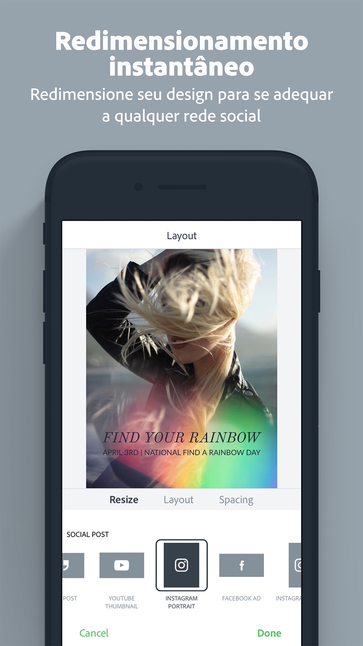 Screenshot do app Adobe Spark Post: Insta Editor