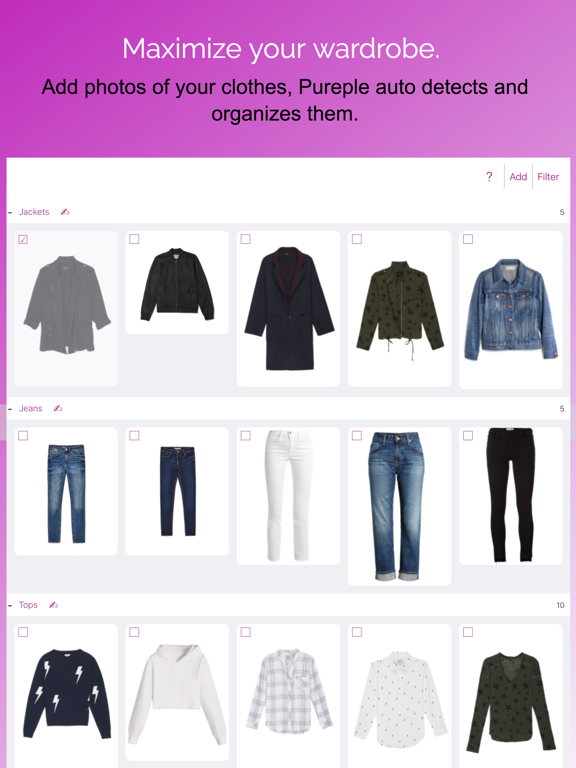 Pureple Outfit Planner, Closet Organizer & Stylist screenshot