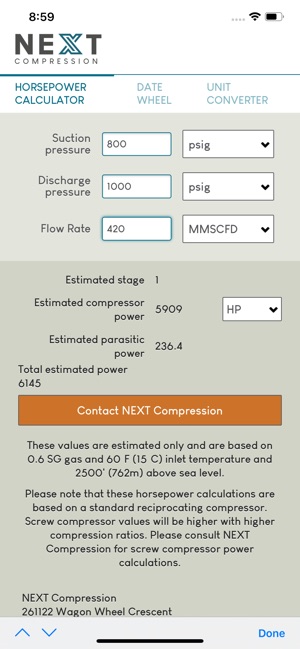 Compressor HP Calculator