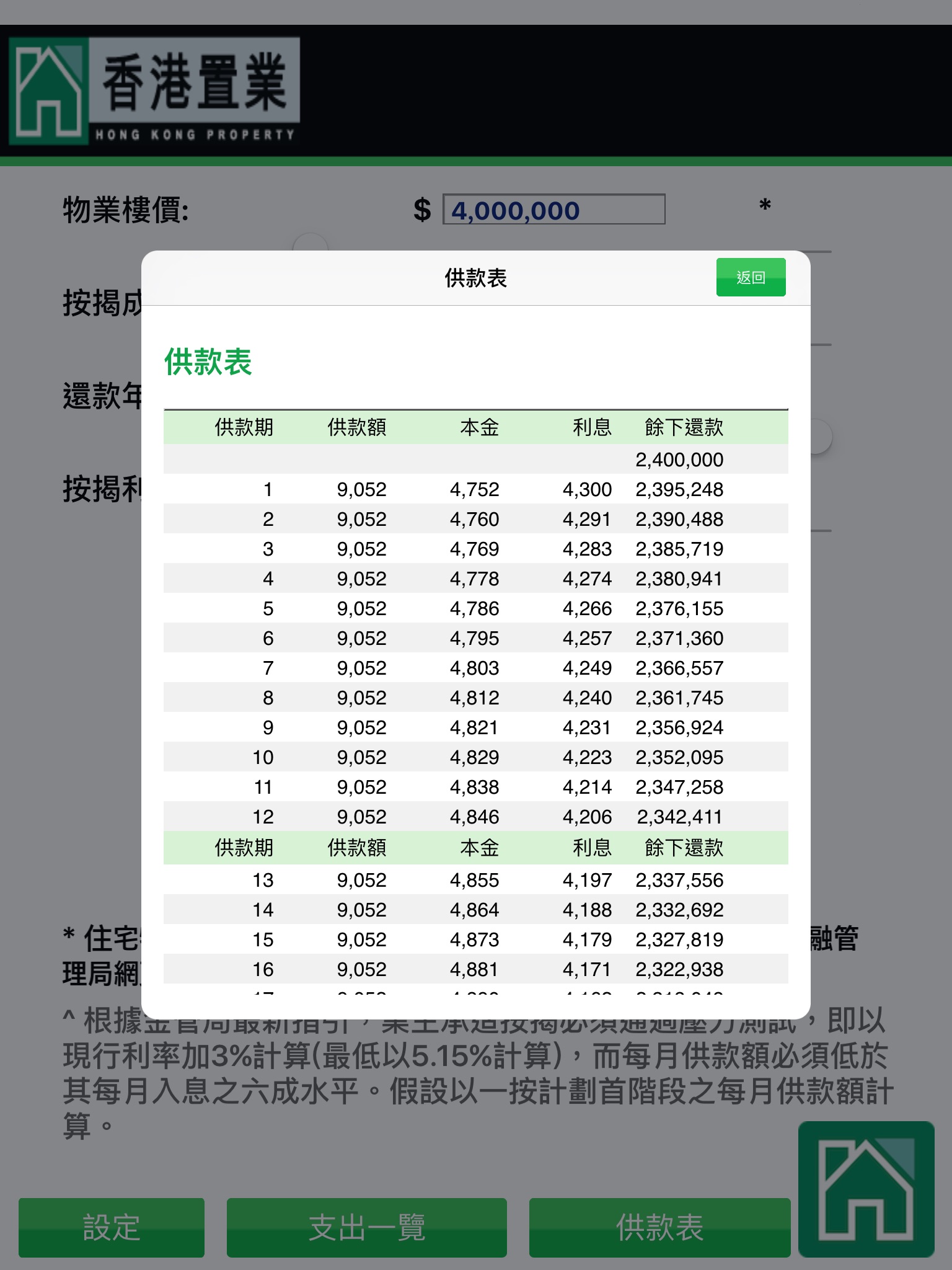 香港置業 - 置業貸款計算機 screenshot 4