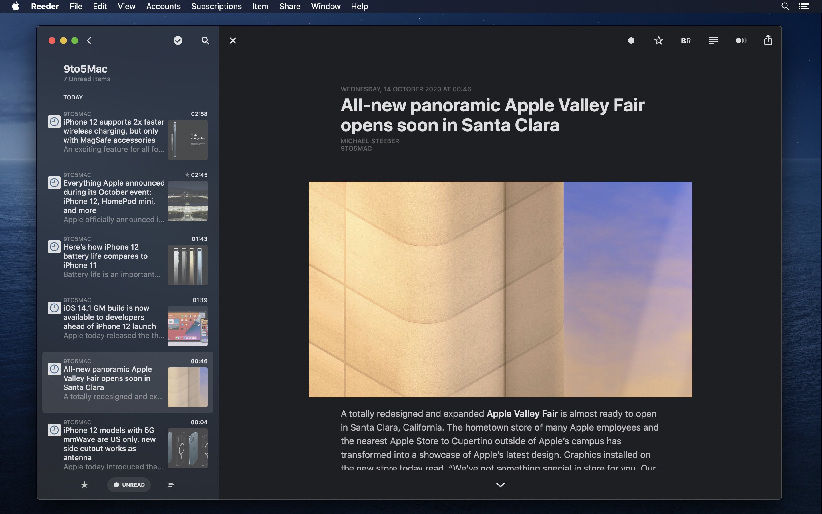 Screenshot do app Reeder 5.