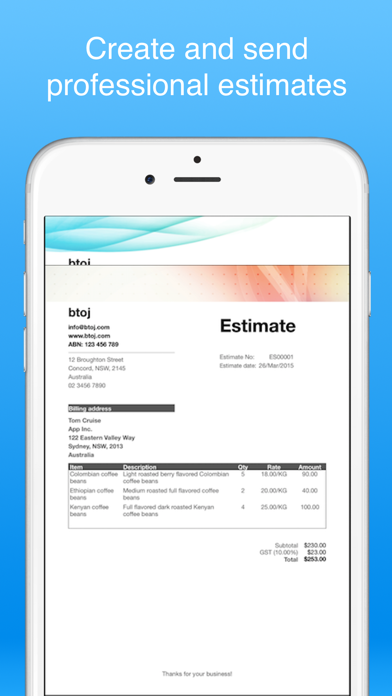 Job estimate maker - Create & send estimates in PDF Screenshot 1