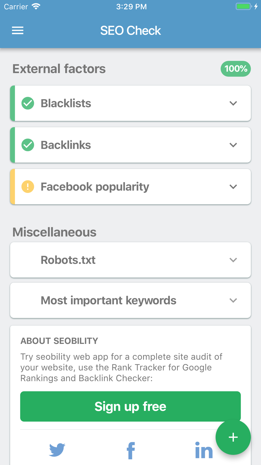 seobility ranking checker
