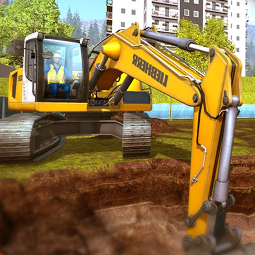 Excavator & Bucket Simulation Icon