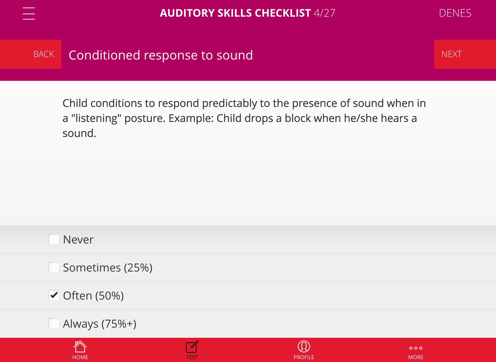 Auditory Skills Checklist screenshot 2