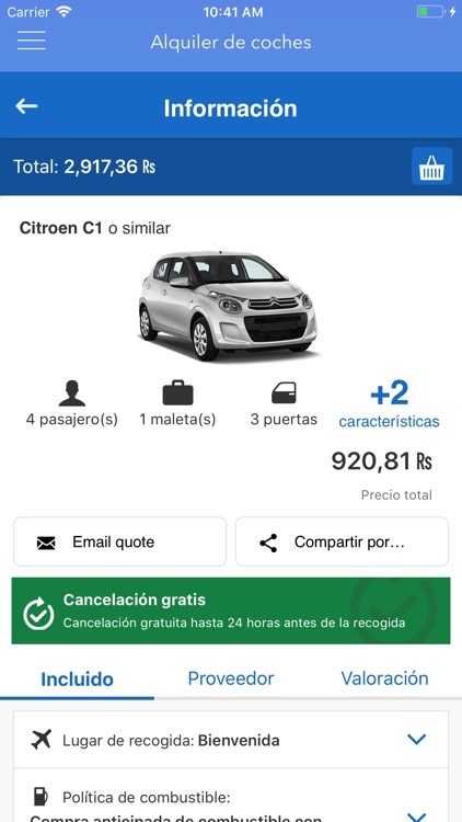 Alquiler de coches app