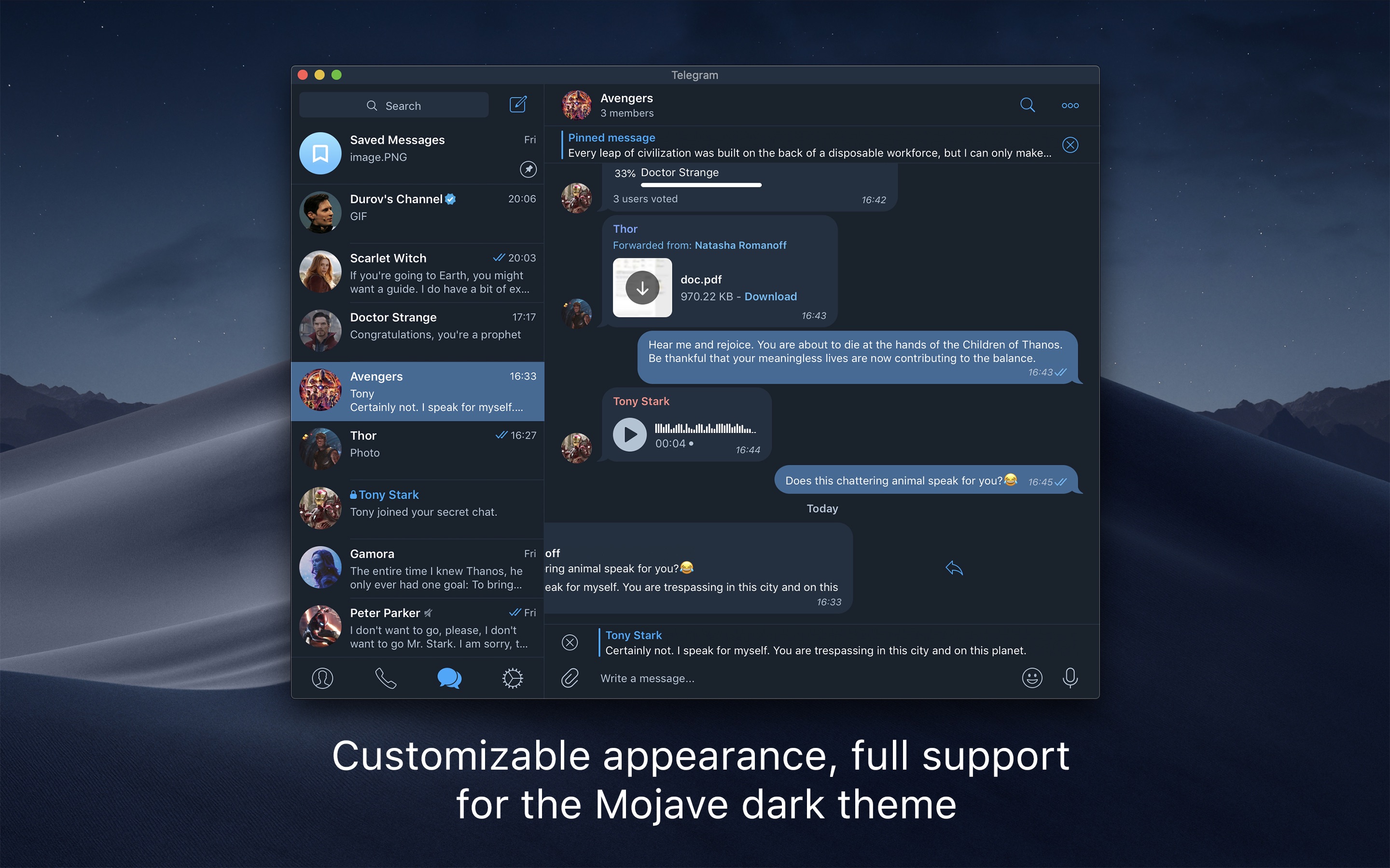 Screenshot do app Telegram