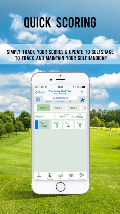 Golfshake track score+handicap