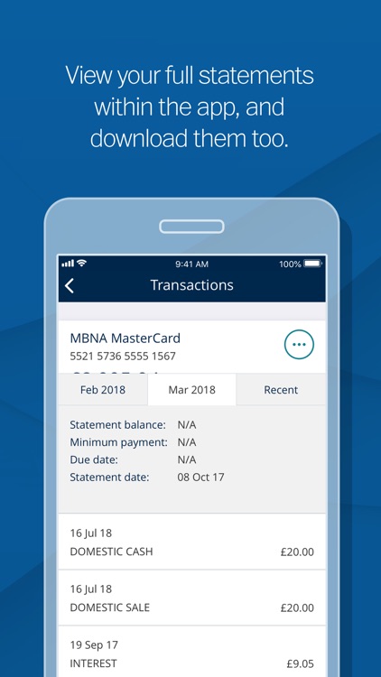 MBNA Card Services app