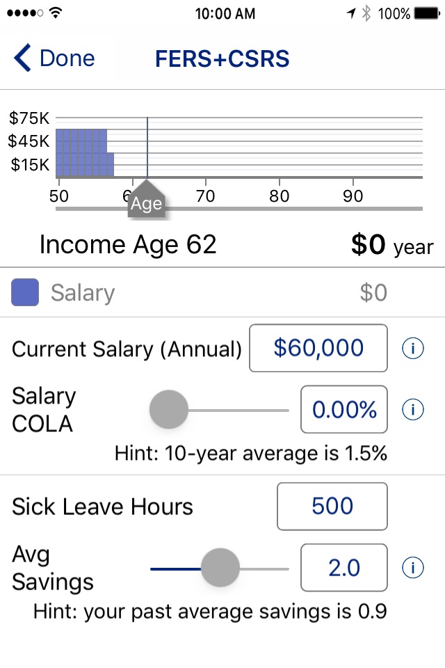 FERS+CSRS Retirement Estimator screenshot 2
