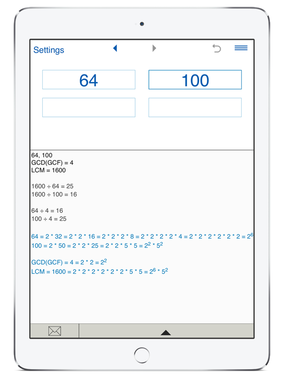 GCD and LCM screenshot 2