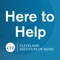 Cleveland Institute of Music's Here to Help app provides guidance for supporting a friend in need, suicide prevention, or coping with mental health challenges