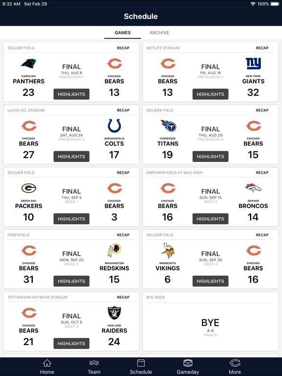 Chicago Bears Official App screenshot