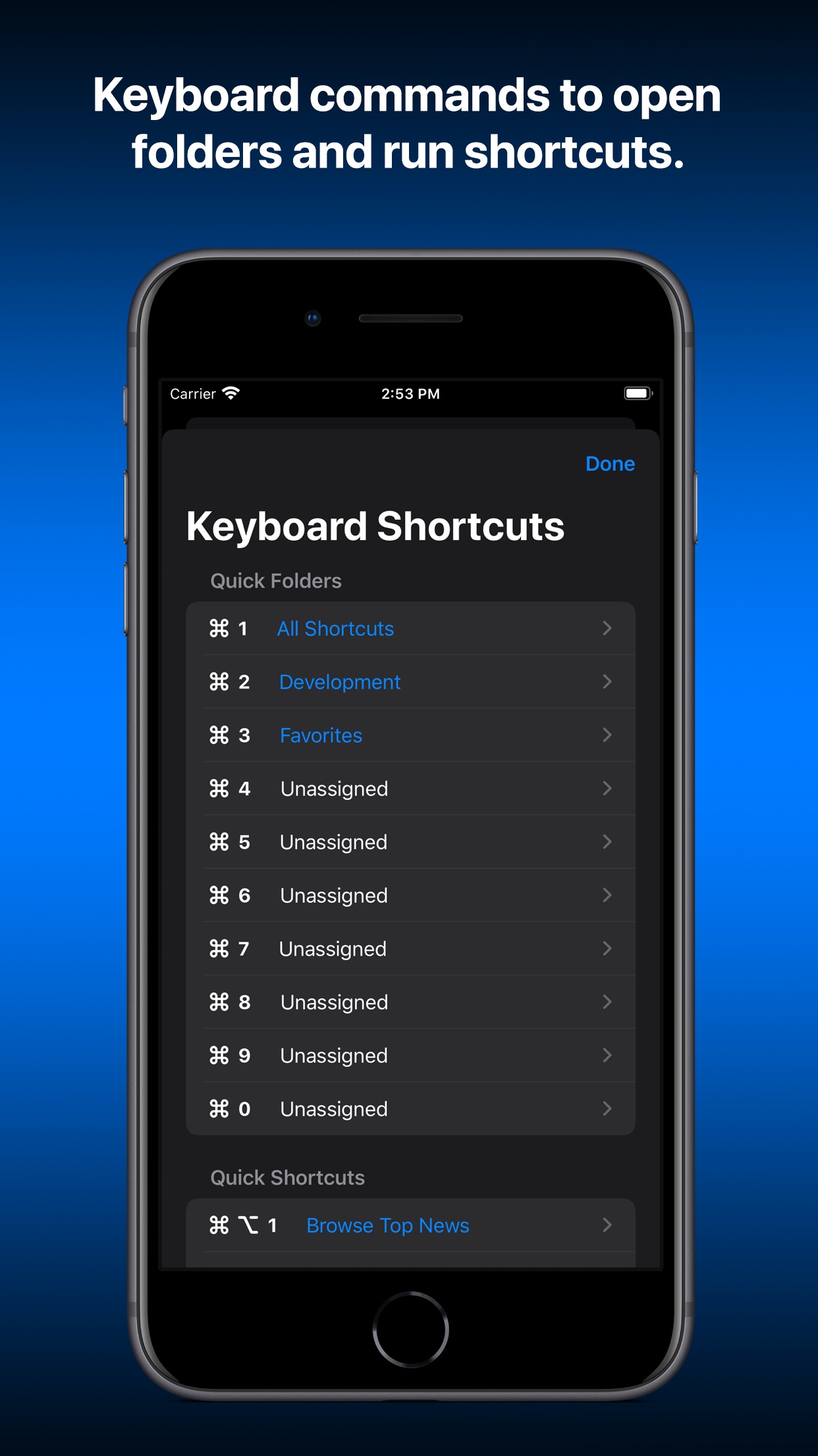 Screenshot do app LaunchCuts