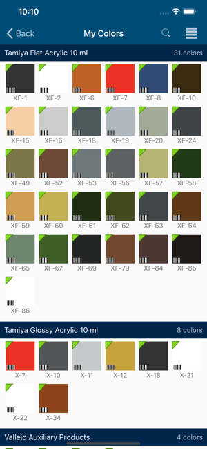 Tamiya Color Chart