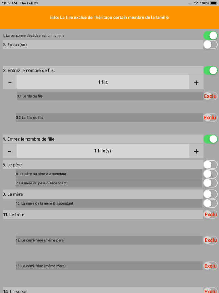 Calcul de lhéritage