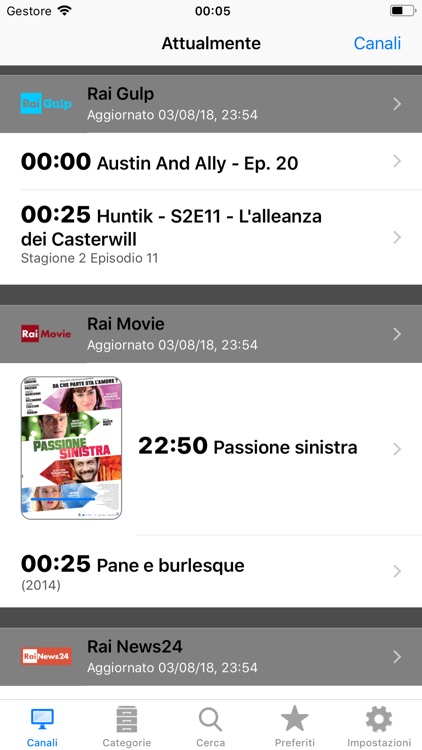 Italian TV Schedule