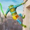 Flying mutant frog rope hero game with flying heroes in city need quick enough response