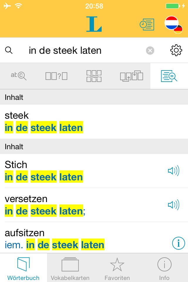 Niederländisch DE Wörterbuch screenshot 2