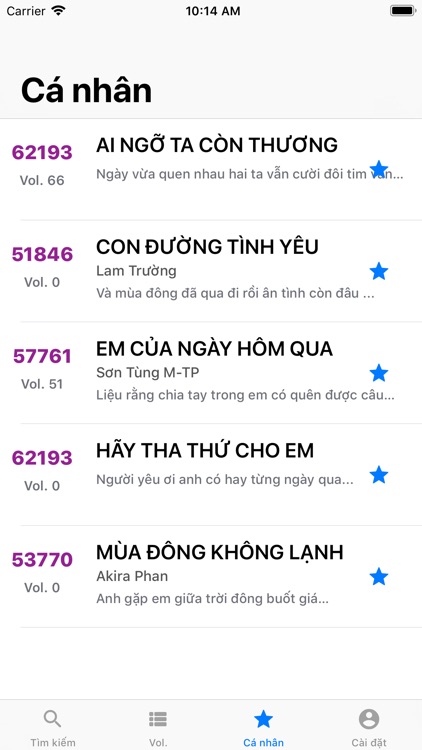 Mã số Karaoke - Offline 2019