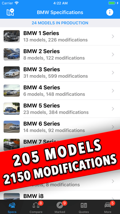 Screenshot #1 pour BMW Specs