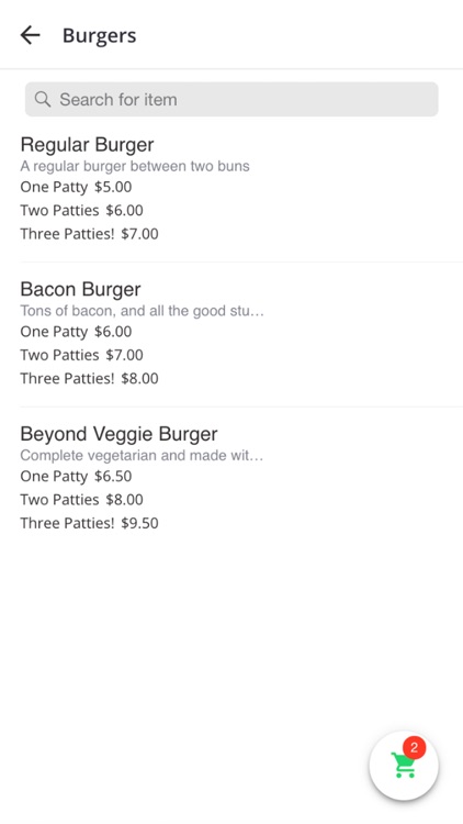 Big Burger Co Ordering App